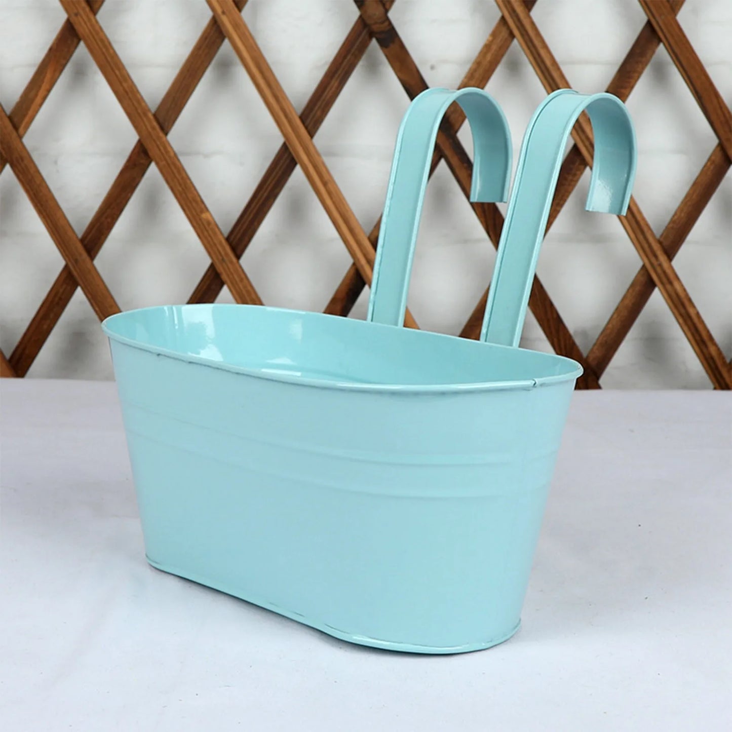 Metal Hanging Flower Pot – Balcony Fence Planter with Hook