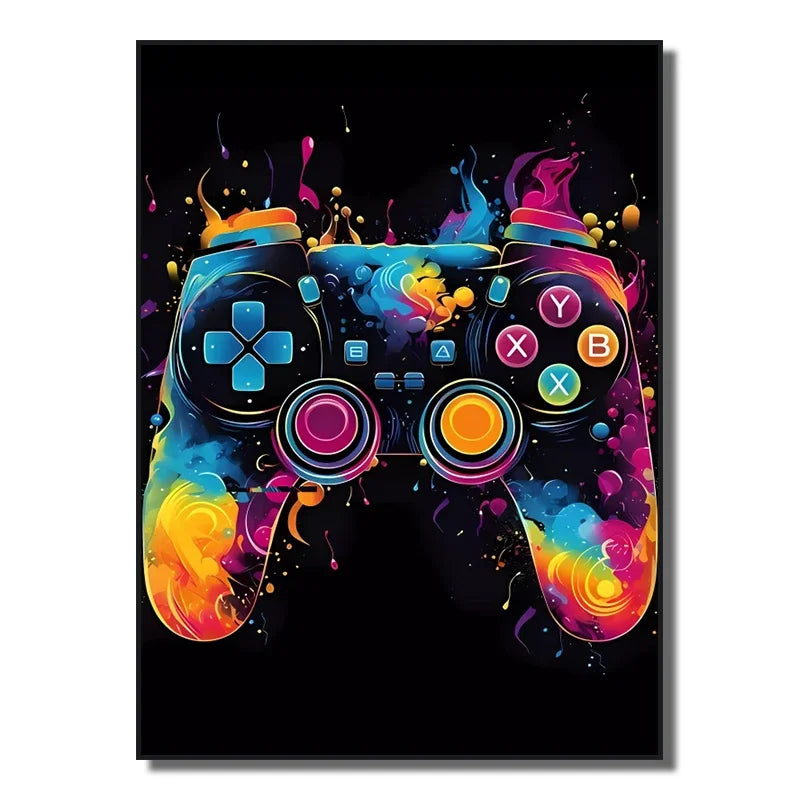 Neon Red Video Game Character Canvas Wall Art | Unframed Poster