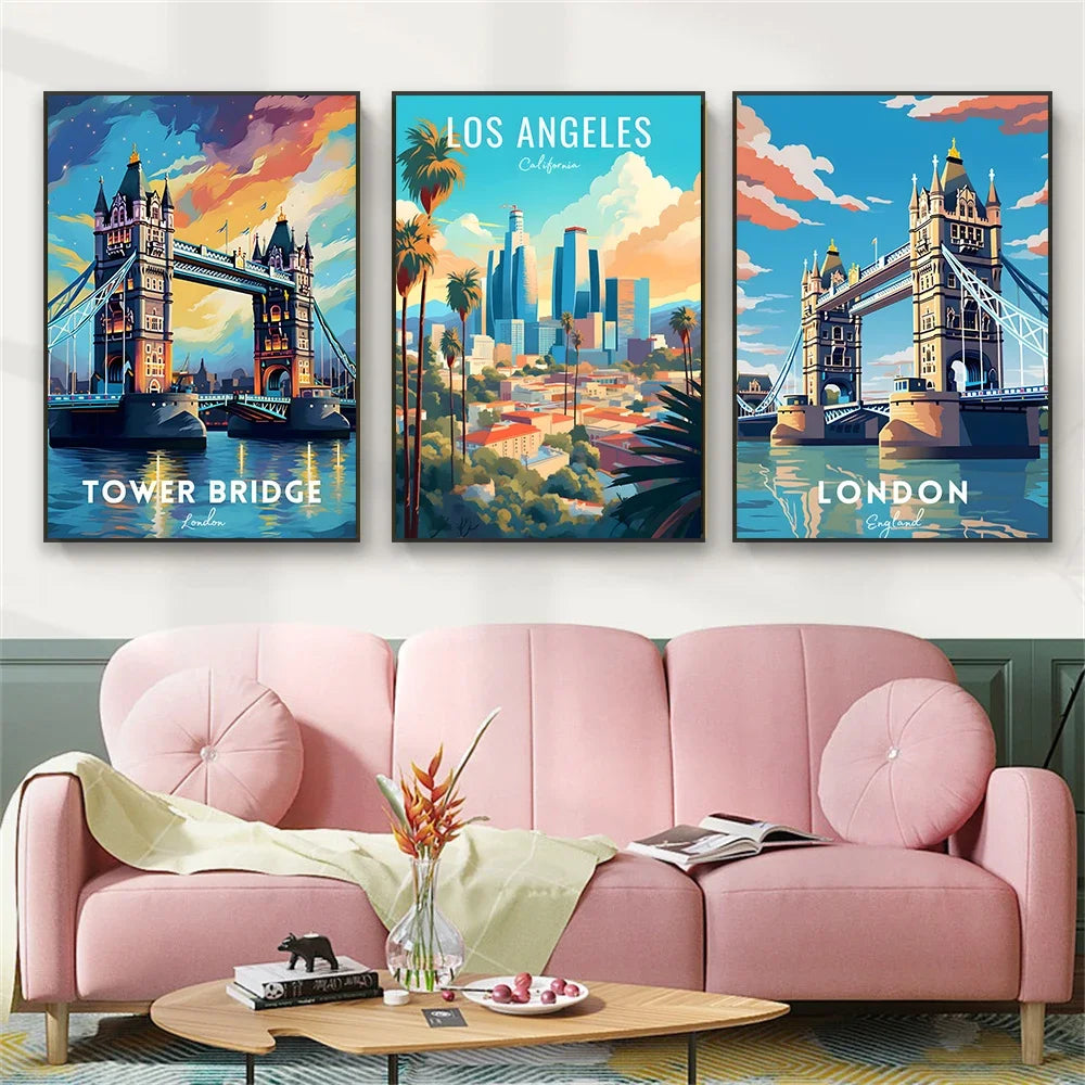 Elétricos de Lisboa Canvas Wall Art Vibrant Nature Landscape & Cityscape Poster, Modern Home Decor for Living Room Peaceful Pleasures Health and Wellness