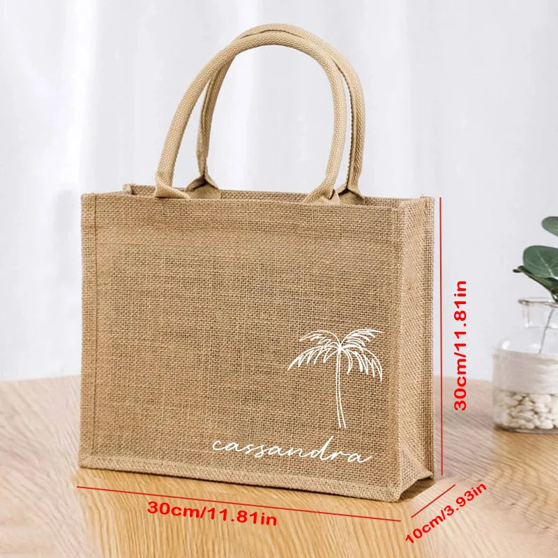 Personalized Palm Tree Bridesmaid Tote Bag | Beach Wedding Gift Personalized Tote Bag Peaceful Pleasures Health and Wellness