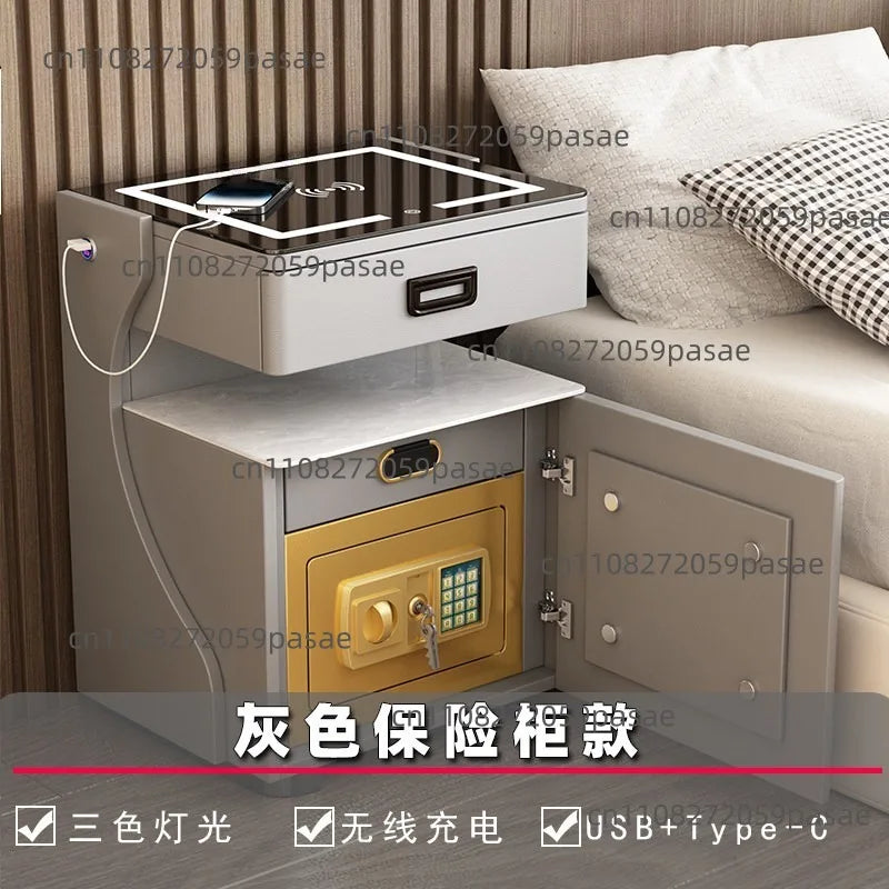 Smart Bedside Table – Wireless Charging, LED Light & Storage