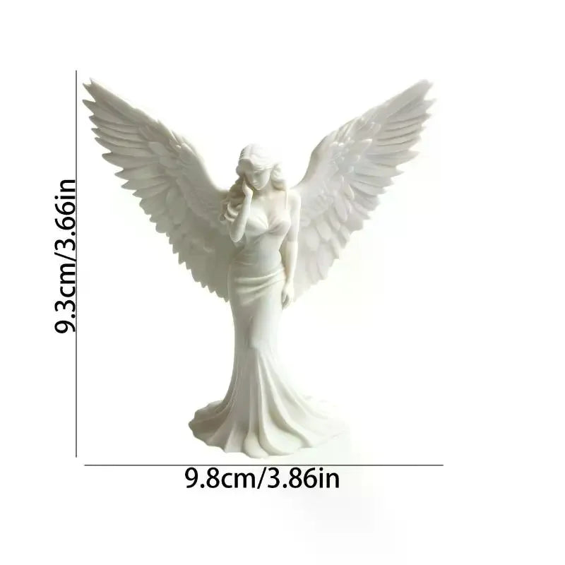 3D Printed Praying Angel Statue | White Gold Guardian Figurine