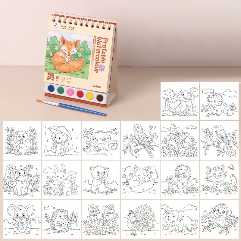 Creative Coil Vertical Watercolor Painting DIY Graffiti Book Built-in