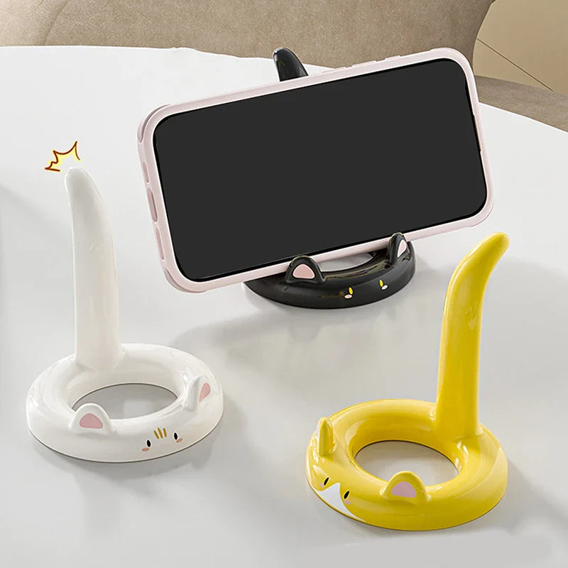 Cartoon Cat Phone Holder – Cute Desktop Stand & Desk Decor
