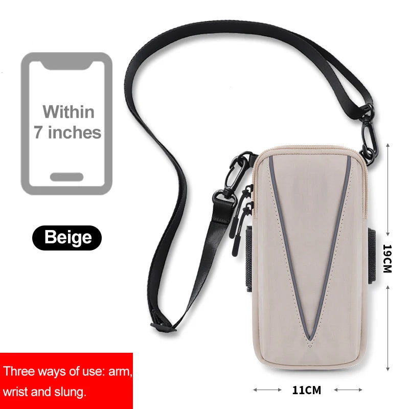 cell phone running armband Sport bag women Sports phone armband Mobile phone wrist stand Running racing accessories Wrist strap Peaceful Pleasures Health and Wellness Beige with strap