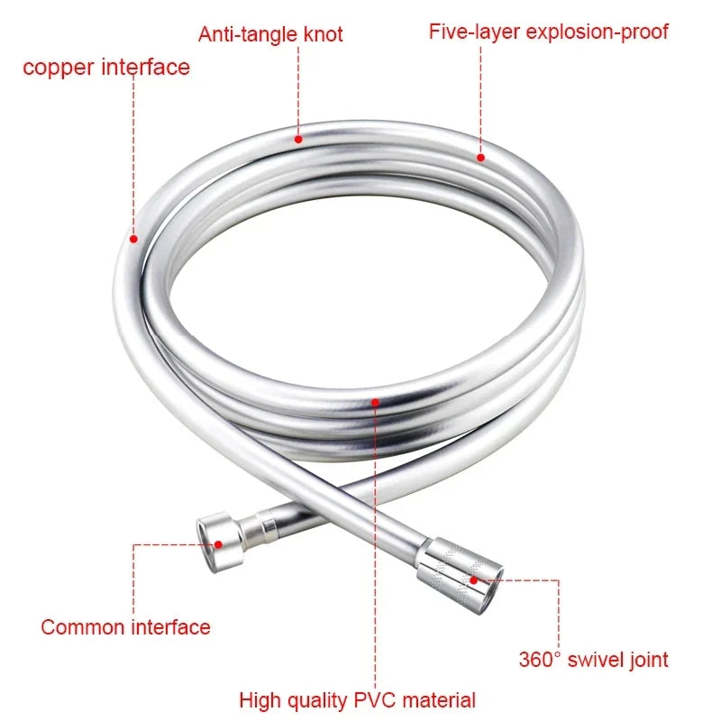 Flexible PVC Shower Hose 1.5M/2.0M – High Pressure Anti-Kink