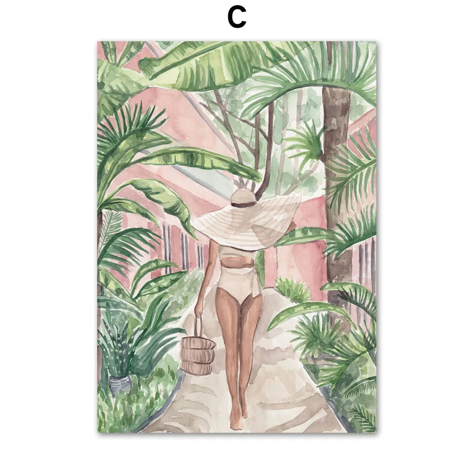 Watercolor Travel Wall Art Mural Boho Cityscape Beach Landscape Prints Girl Plant Modern Aesthetic Canvas Posters Home Decor Peaceful Pleasures Health and Wellness C 30x40cm Unframed