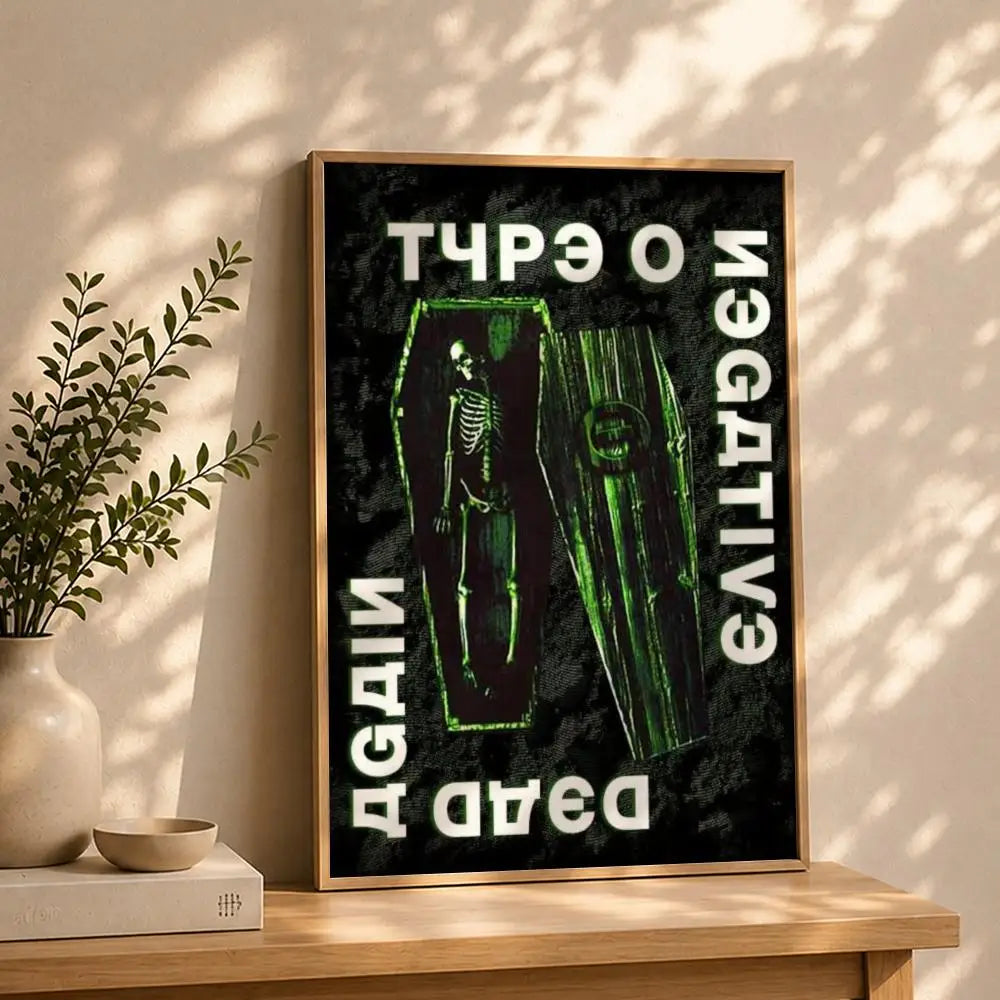 Band T-Type O NegativeS Poster HD Self Adhesive Waterproof Wall Art Ideal for Home Office Dorm Bedroom Great Gift Peaceful Pleasures Health and Wellness White4 50X70cmNoframe