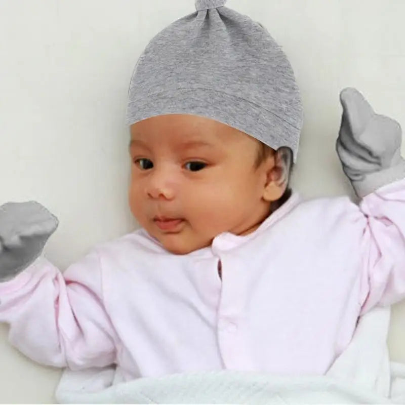 Baby Cotton Hat & Mittens Set (3 Sets) | Newborn 0-3 Months