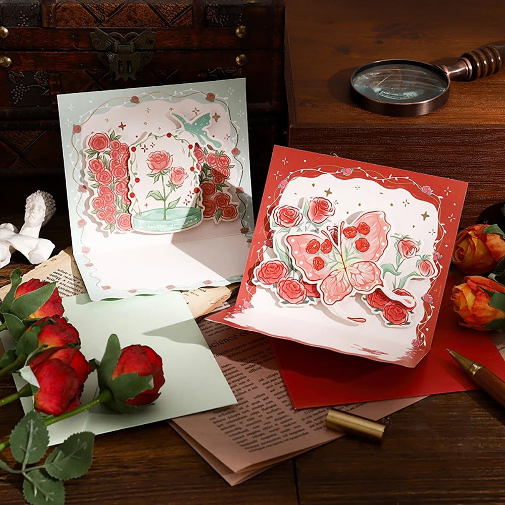 Stamping Rose Three-dimensional Greeting Card Individually Packaged