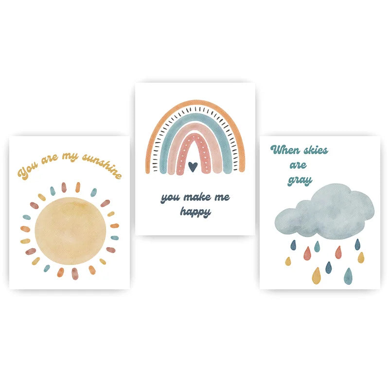 Nursery Rainbow Canvas Wall Art | Kids Room Nordic Print Canvas Wall Art Peaceful Pleasures Health and Wellness 01 40x50cm No Frame China Mainland