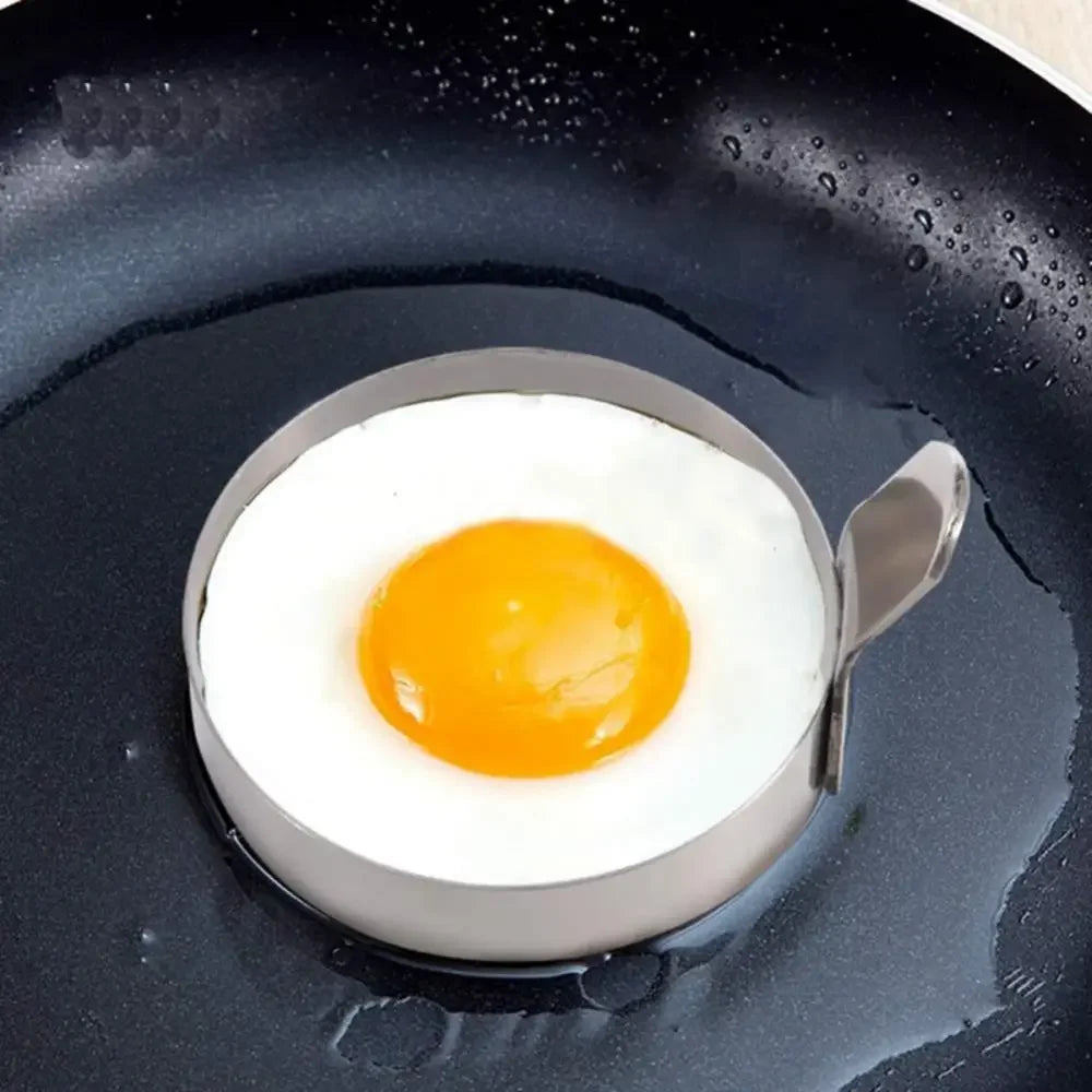 Egg Frying Mold Home Kitchen Baking Mold 304 Stainless Steel Egg Frying Round Mould Creative Mould with Heat-resistant Handle Peaceful Pleasures Health and Wellness