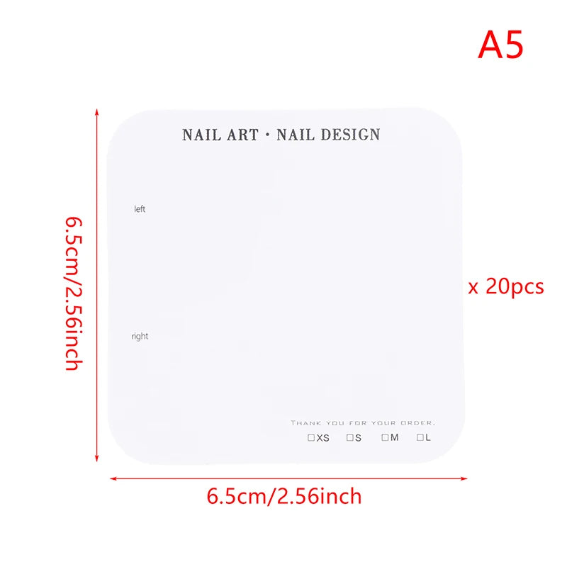 20 Sheets Nail Packaging Cards Press-On Nail Display Handmade False Nail Design Swatch Show Card Manicure Sample Display Salon Peaceful Pleasures Health and Wellness A1