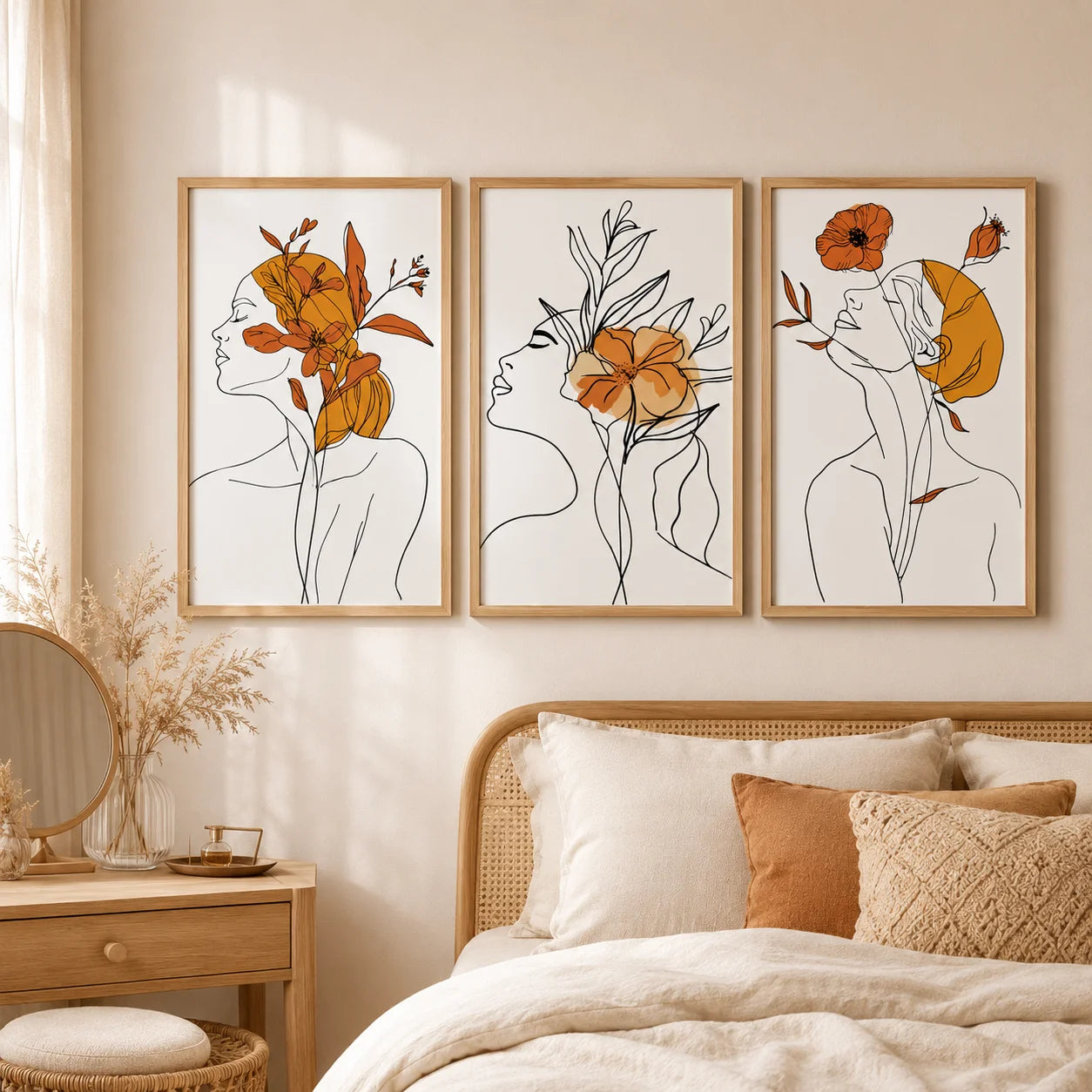 Abstract Woman Flower Canvas Wall Art – Modern Poster Print Canvas Wall Art Print Peaceful Pleasures Health and Wellness