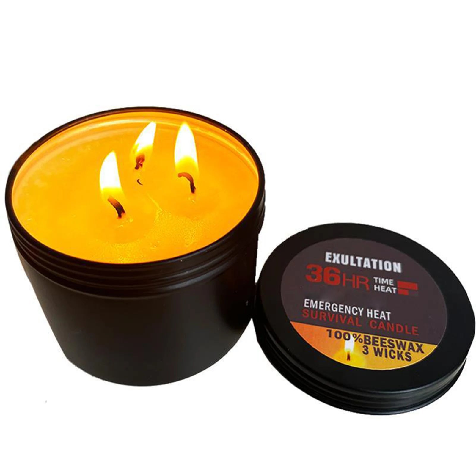 36 Hour Survival Candle 3- Environmentally Friendly Odorless Candle with Lid Home Spares for Emergency Peaceful Pleasures Health and Wellness Default