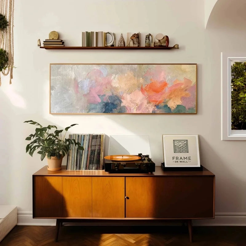 Abstract Moody Floral Wall Art, Panoramic Wall Art Decor Unframed, Large Flower Print, Wide Floral Art, Above Bed/Sofa Decor Peaceful Pleasures Health and Wellness