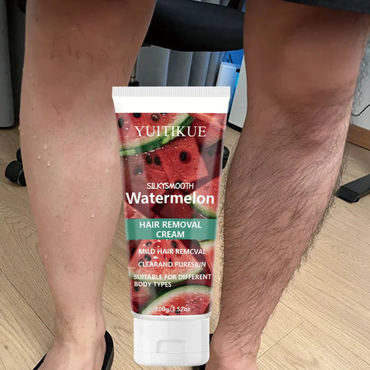 Yuitikue 100g Watermelon Hair Removal Cream, Silky Smooth Mild Hair Remover for Clear Pure Skin, Suitable for All Body Types Peaceful Pleasures Health and Wellness