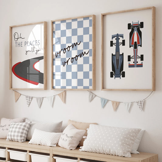 Modern,Cartoon Racing Circuit Theme Wall Art Print Canvas Painting Poster Picture For Living Room,Bedroom,Kids Room Home Decor Peaceful Pleasures Health and Wellness GP040-3pcs 60x80cm Unframed