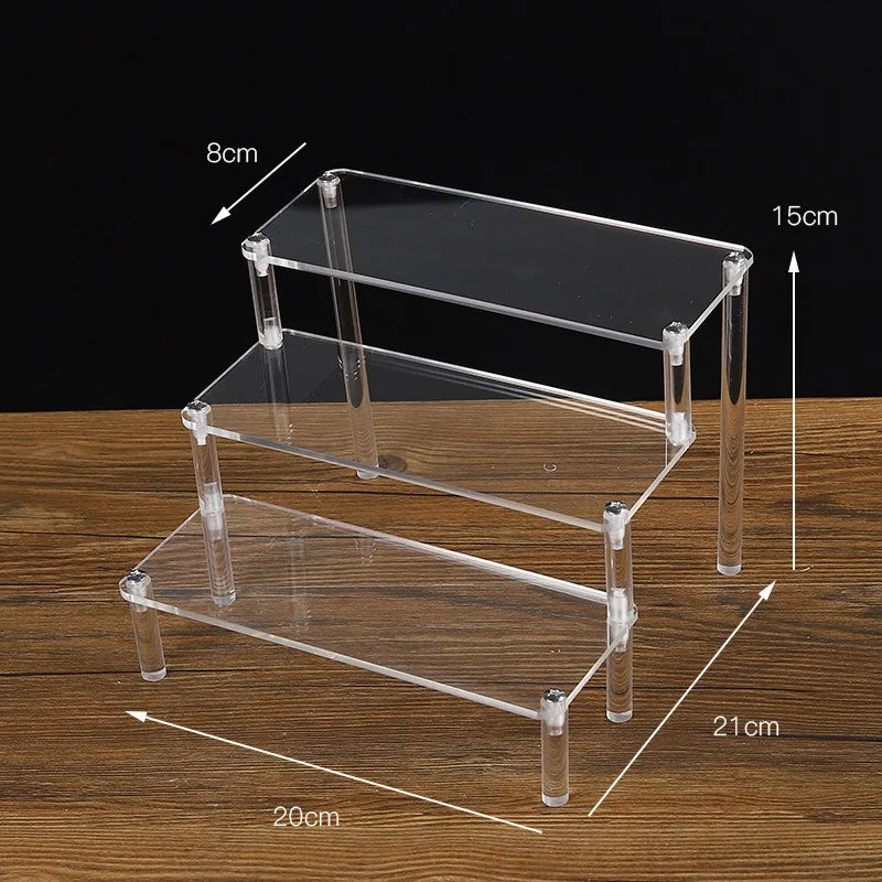 1-5 Tier Acrylic Display Stand Clear Riser Rack Cupcake Perfume Doll
