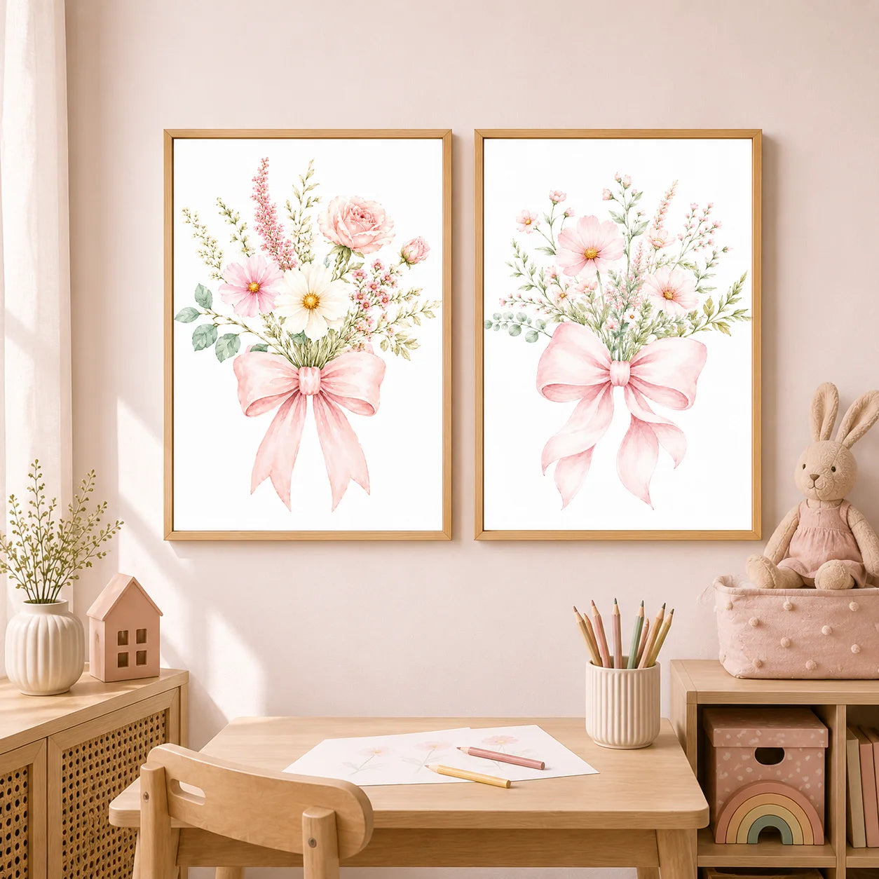 Floral Alphabet Wall Art Custom Letter Canvas Painting Pink Flower Poster Print Nursery Wall Decor Peaceful Pleasures Health and Wellness
