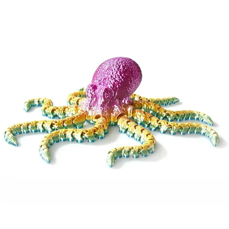New 19CM 3D Printed Octopus Figurine with Flexible Joints For Home Office Desk Decor Ocean Animal Table Ornament Ideal Gift Toy Peaceful Pleasures Health and Wellness