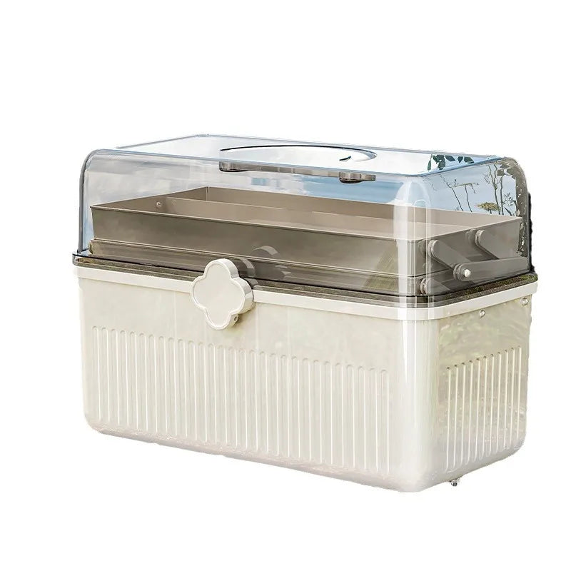 Portable Plastic Desktop Storage Box with Handle | Home Organizer