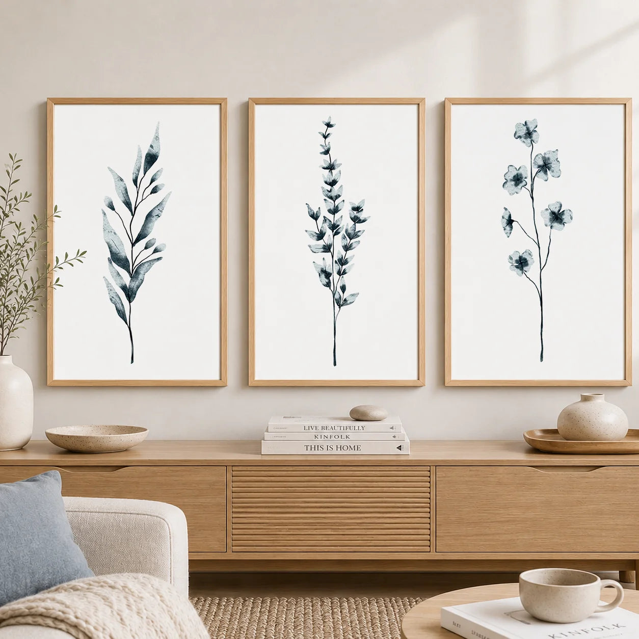 Nordic Botanical Green Leaf Canvas Print | Minimalist Wall Art Botanical Canvas Print Peaceful Pleasures Health and Wellness