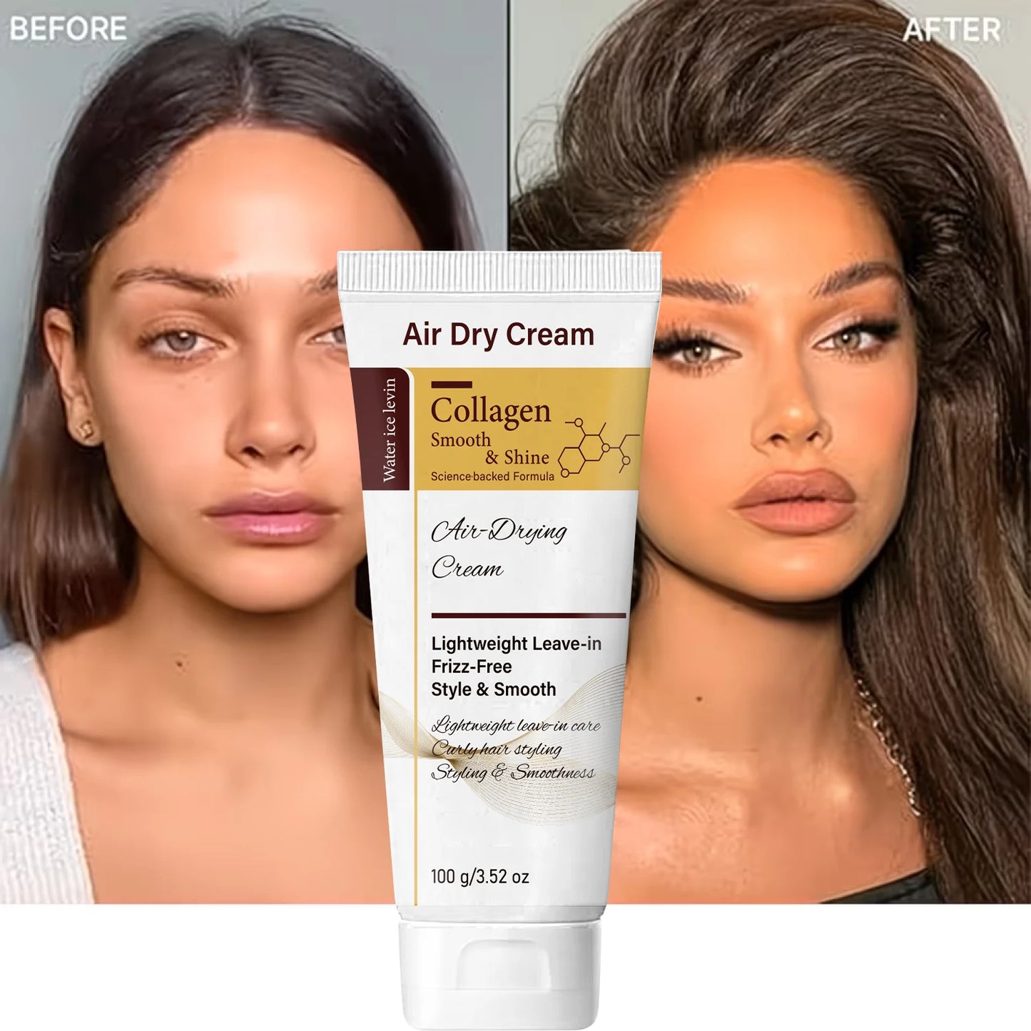 Collagen Leave-In Hair Cream | Frizz-Free Air Dry Styling Leave-In Hair Cream Peaceful Pleasures Health and Wellness
