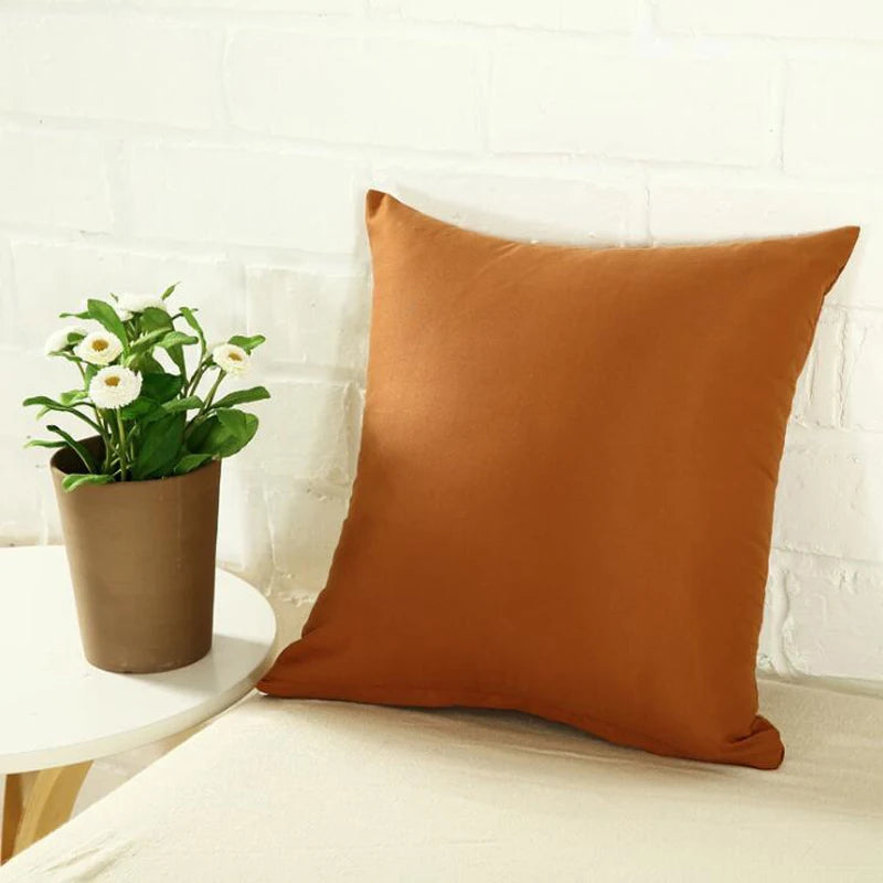 40*40cm Pillow Case Solid Color Sofa Cushion Backrest Pillowcase Family Living Room Cushion Waist Cushion Cover For Household Peaceful Pleasures Health and Wellness Light coffee 40x40cm