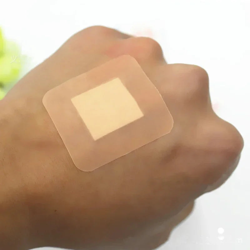 50-Pack Square Adhesive Bandages – Breathable Transparent Plasters