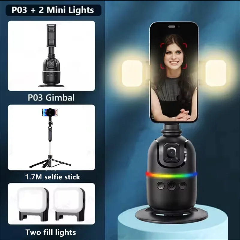 360° AI Face Tracking Gimbal Selfie Stick & Desktop Tripod Peaceful Pleasures Health and Wellness option 3