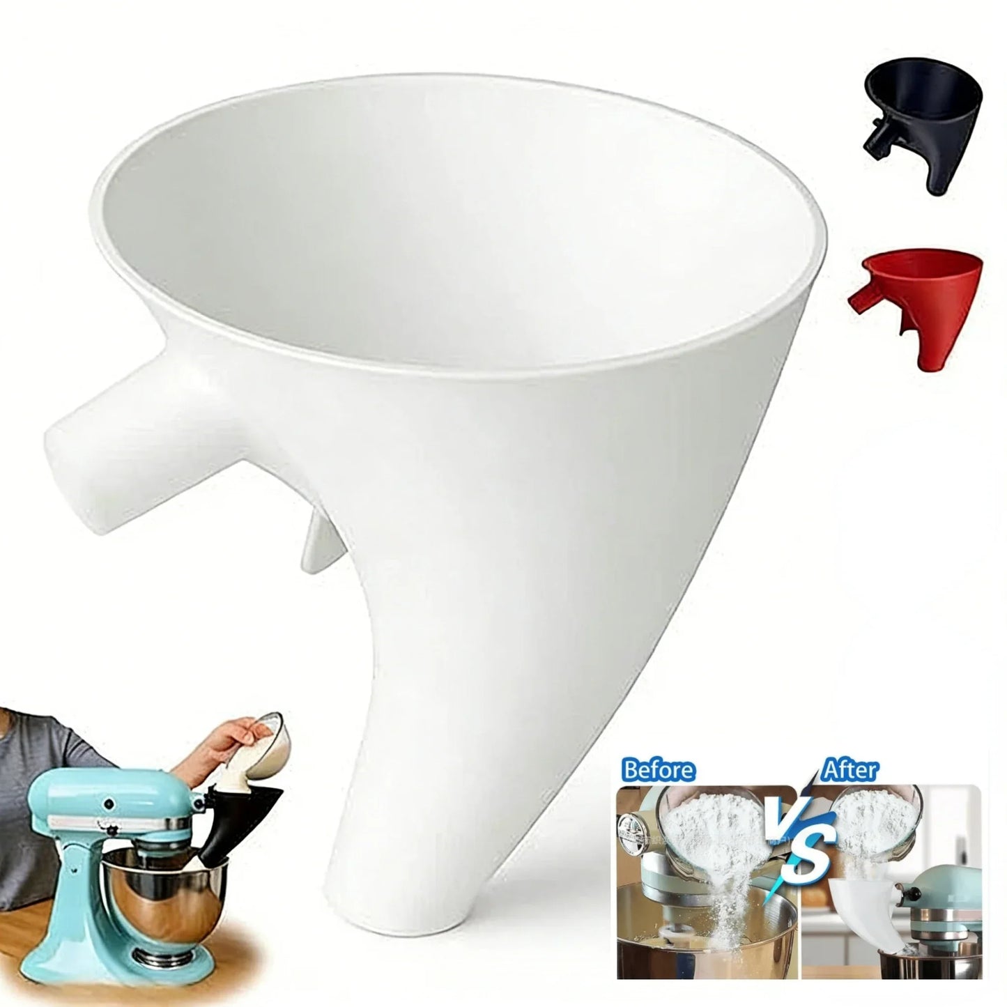 For Artisan Ksm150 5 Enables Guided Pouring Easy Pouring Design Flour Funnel - Prevents Spills & Messes, Kitchen Aid Funnel Tool Peaceful Pleasures Health and Wellness