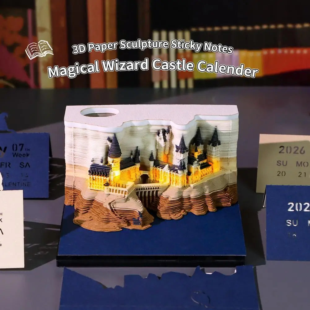 Hogwarts Magic Castle Calendar Notepad with Lights Peaceful Pleasures Health and Wellness