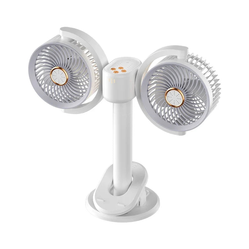 URGGU Y6 Dual Head USB Clip & Desk Fan with Timer & Light
