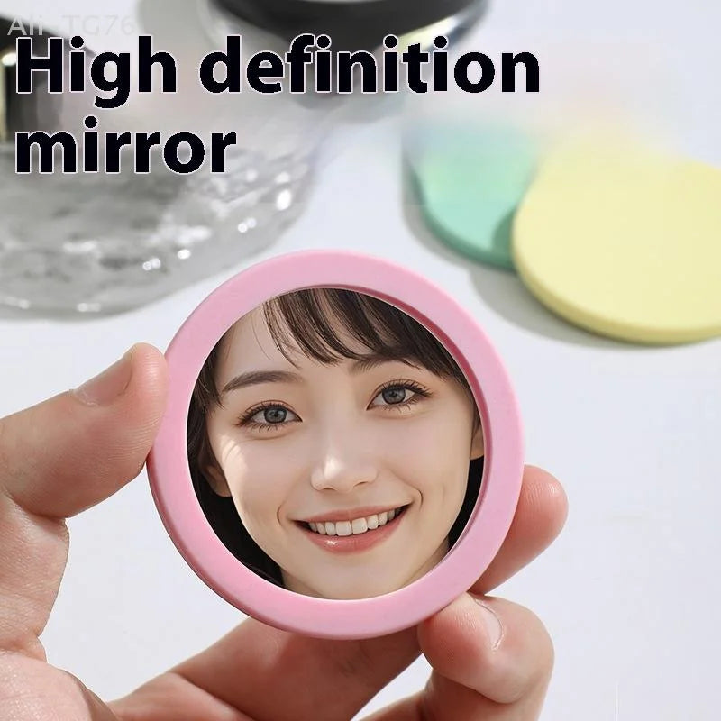 Mini Round Silicone Compact Mirror | Portable Pocket Makeup Mirror