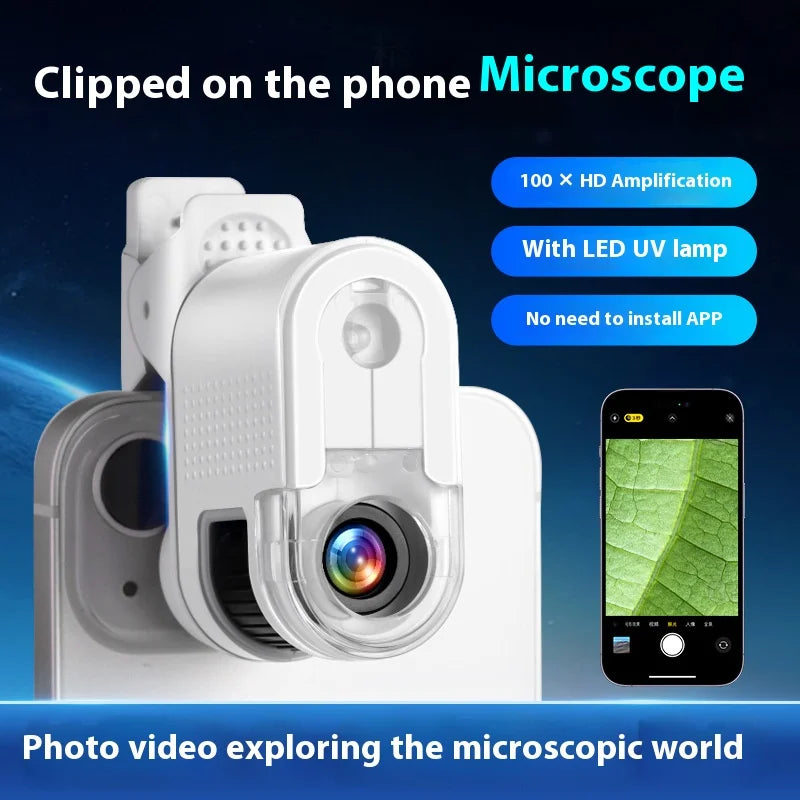 Mobile Phone Microscope 100X Purple Light Identification Electronic Peaceful Pleasures Health and Wellness