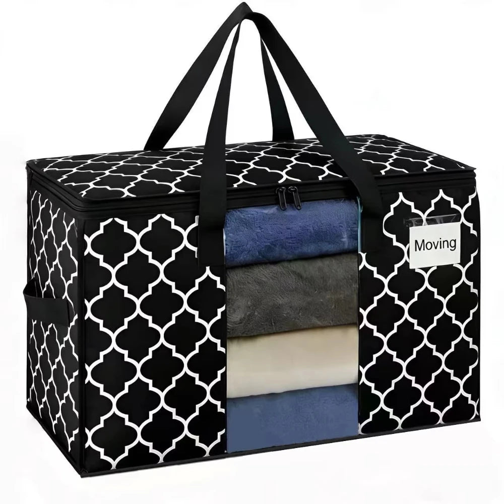 Visible Window Wardrobe Storage Bag, Moisture-proof Cotton Quilt Storage And Finishing Bag, Clothing Moving Bag Peaceful Pleasures Health and Wellness Black
