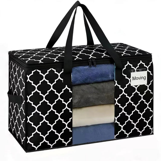 Visible Window Wardrobe Storage Bag, Moisture-proof Cotton Quilt Storage And Finishing Bag, Clothing Moving Bag Peaceful Pleasures Health and Wellness Black