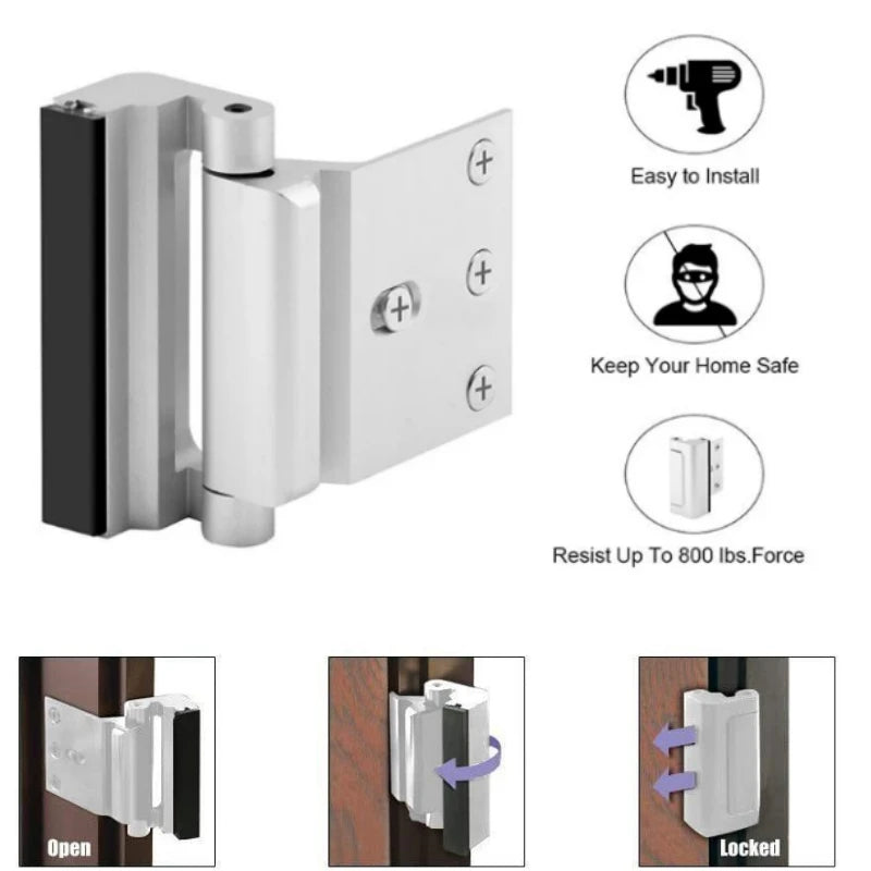 Door Lock Home Security Easy Install Latch Device Childproof