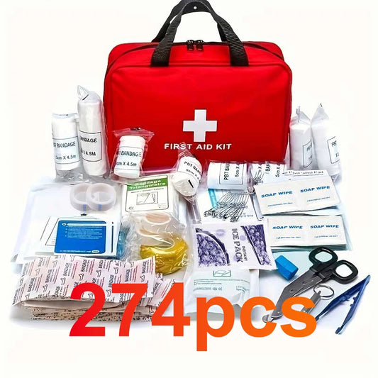 274pcs First Aid Kit, Professional Home First Aid Kit, Portable Survival Medical First Aid Kit, Camping, Hiking, Traveling Comp Peaceful Pleasures Health and Wellness