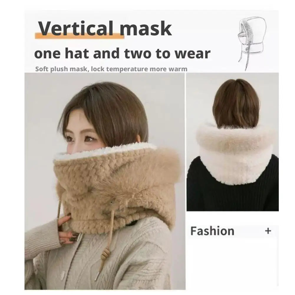 Winter Windproof Cycling Hood Hat with Plush Ear Warmer Winter Cycling Hood Hat Peaceful Pleasures Health and Wellness