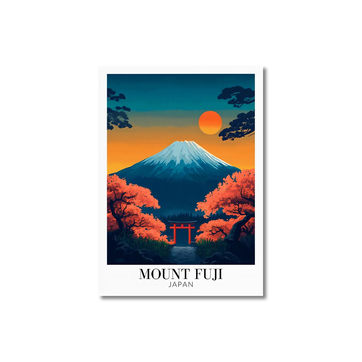 Japanese Mount Fuji Canvas Wall Art | Plum Blossom Wave Poster Canvas Wall Art Peaceful Pleasures Health and Wellness TL523 30x40cm Unframed