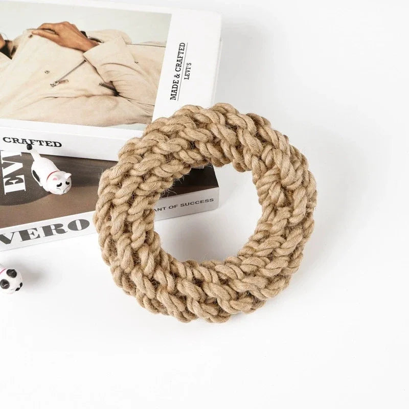 Rope Dog Chew Toy – Twisted Ring, Teeth Cleaning, Medium-Large Dogs