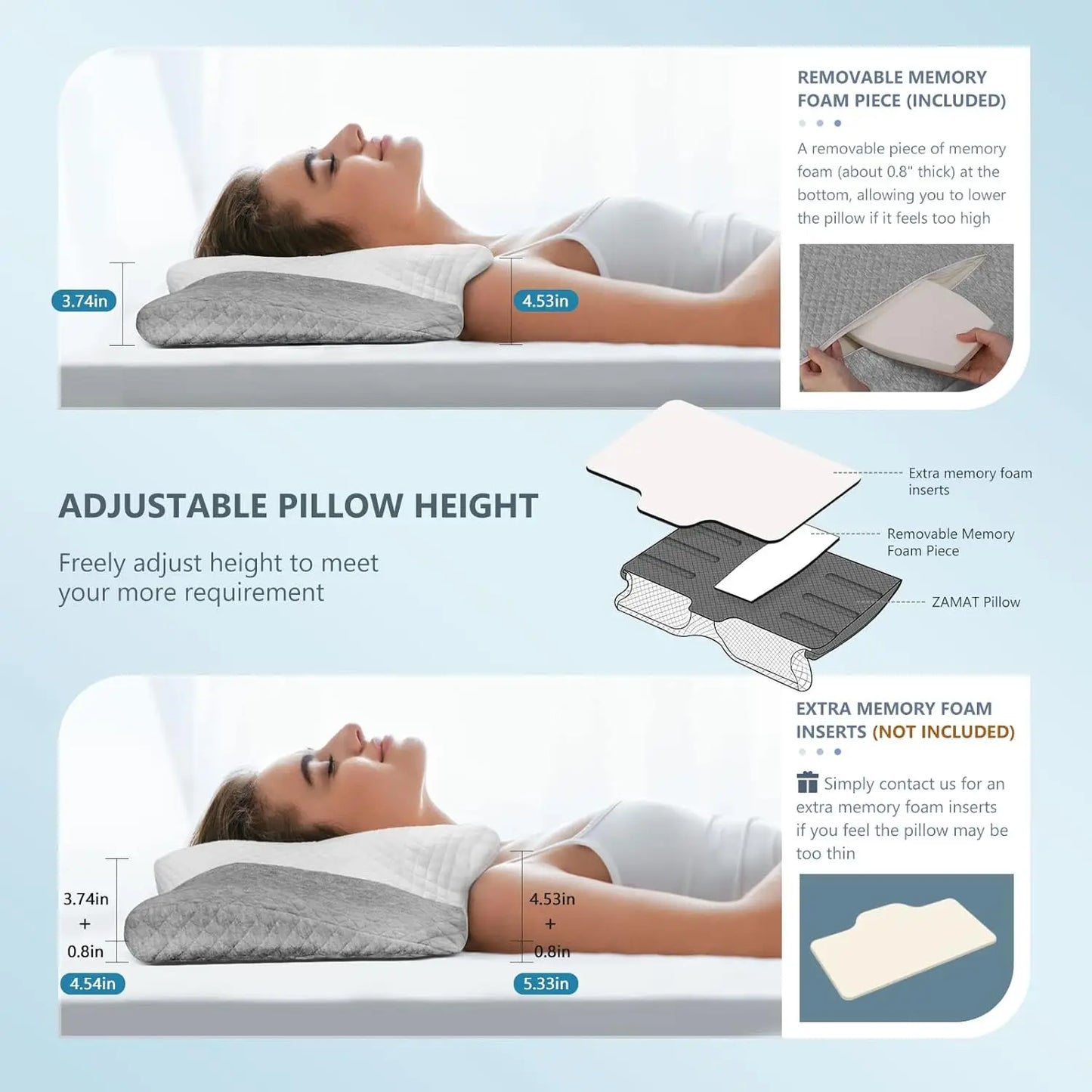 Adjustable Memory Foam Cervical Pillow – Butterfly Shape, CertiPUR-US Peaceful Pleasures Health and Wellness