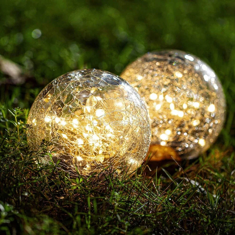 Solar Crackle Glass Ball LED Garden Light | IP65 Waterproof