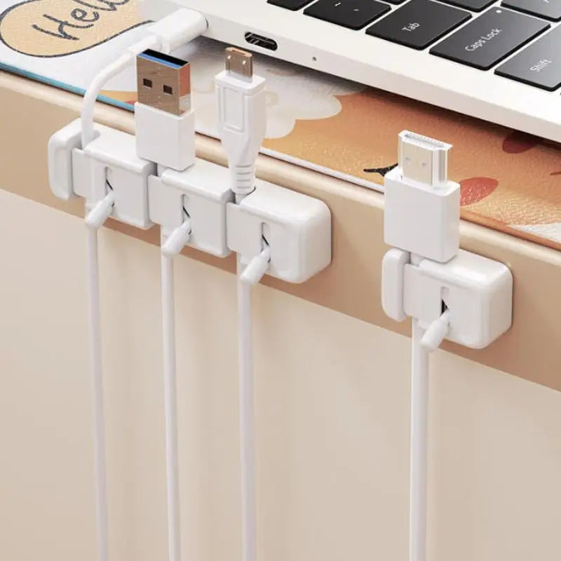 New 1Pcs Charging Cables And Data Wires Accessory Desktop Cable Management Clip Simple No-Drill Edge-Mounted Cord Organizer Peaceful Pleasures Health and Wellness