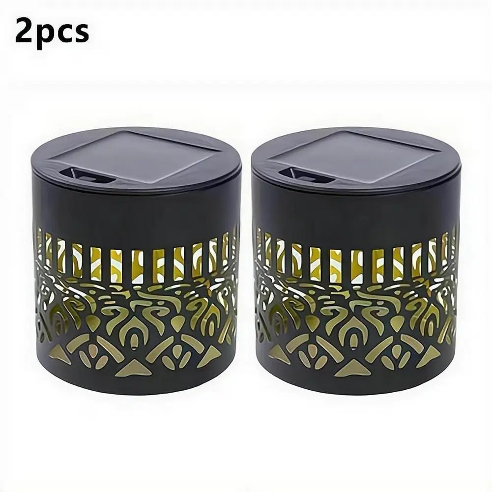 Waterproof Outdoor Deck Step Wall Light Hollow Solar-Powered Mandala Projector Light Exotic Garden Decoration Automatic Light Peaceful Pleasures Health and Wellness 2pcs