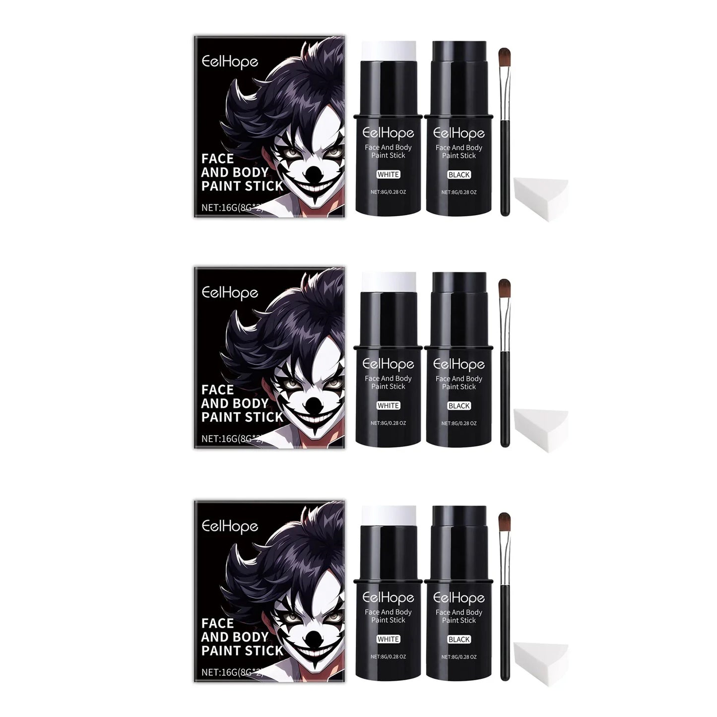 Black & White Face Body Paint Kit – Halloween & Cosplay Set