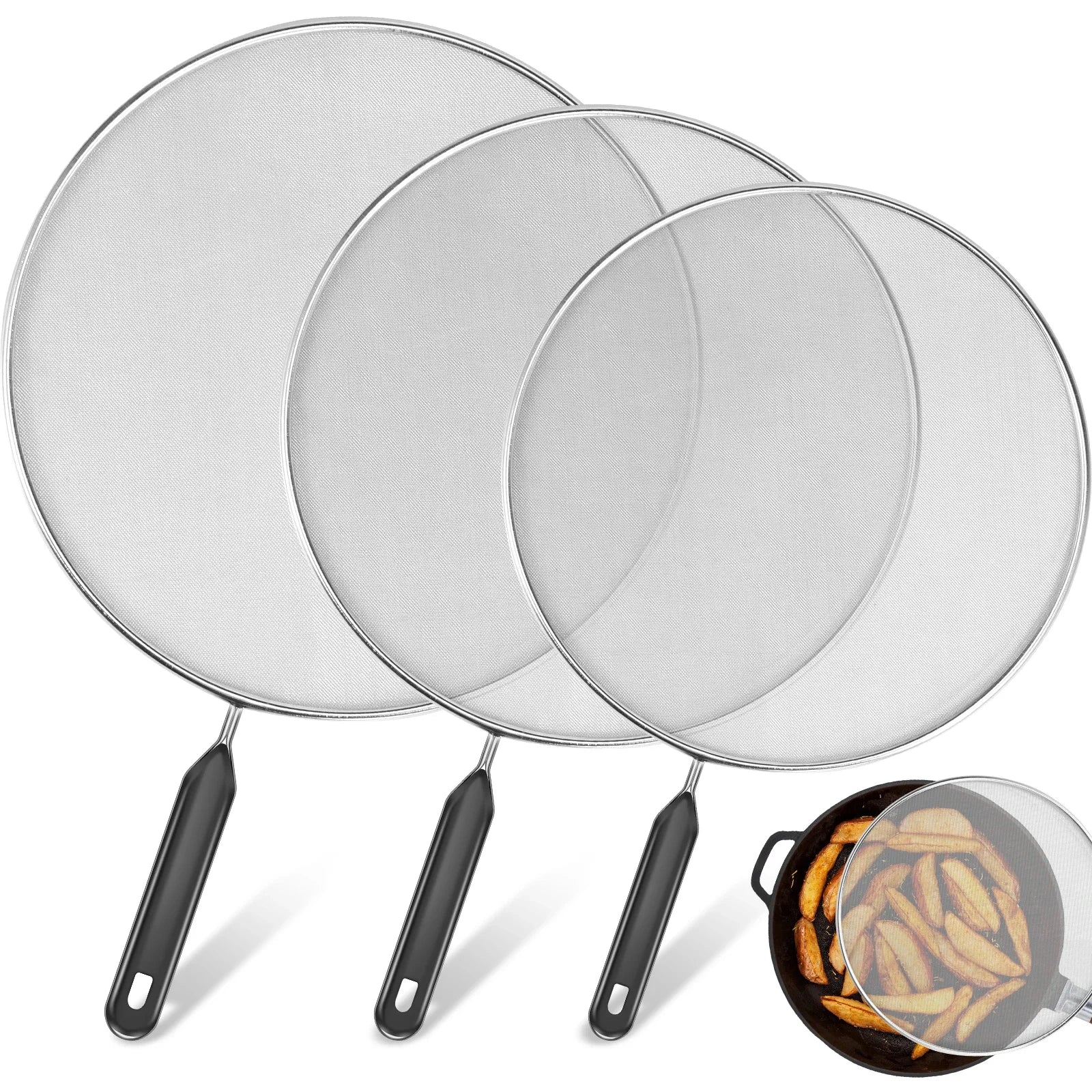 25/29/33cm Grease Splatter Screen for Frying Pan Stops 99% of Hot Oil Splash Splatter Guard for Cooking Iron Skillet Lid Peaceful Pleasures Health and Wellness