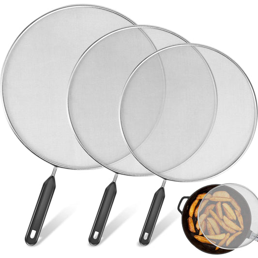 25/29/33cm Grease Splatter Screen for Frying Pan Stops 99% of Hot Oil Splash Splatter Guard for Cooking Iron Skillet Lid Peaceful Pleasures Health and Wellness